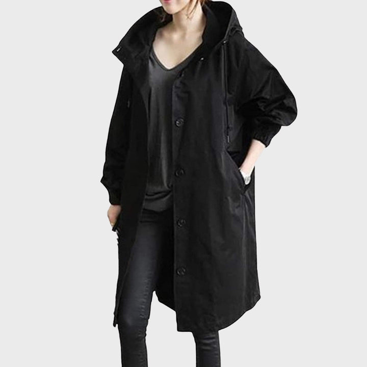 Women's Lightweight Waterproof Trenchcoat for Everyday in Black