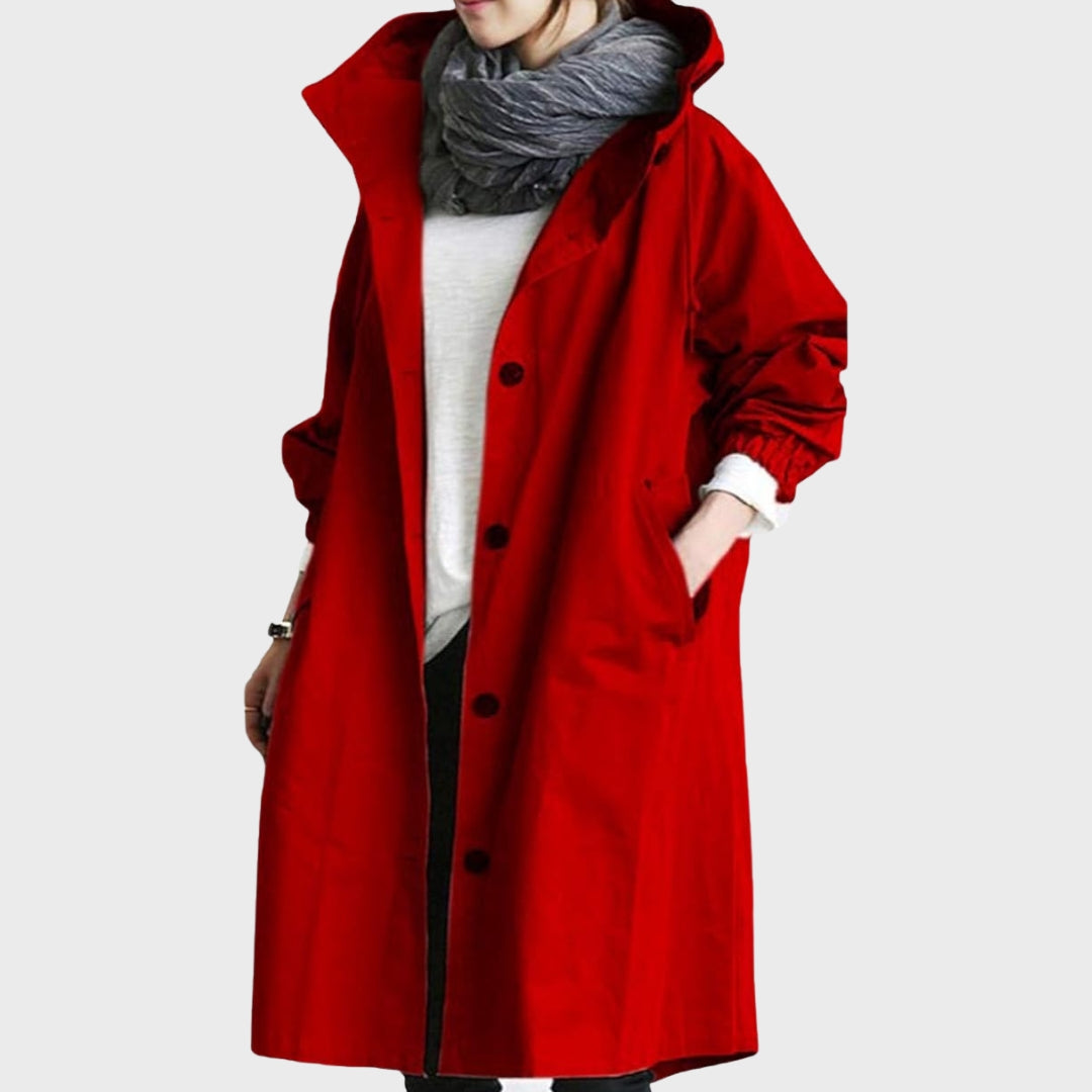 Women's Lightweight Waterproof Trenchcoat for Everyday in Red