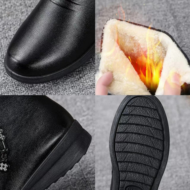 Women's Lined Ankle Boots with Side Zipper in Black 4