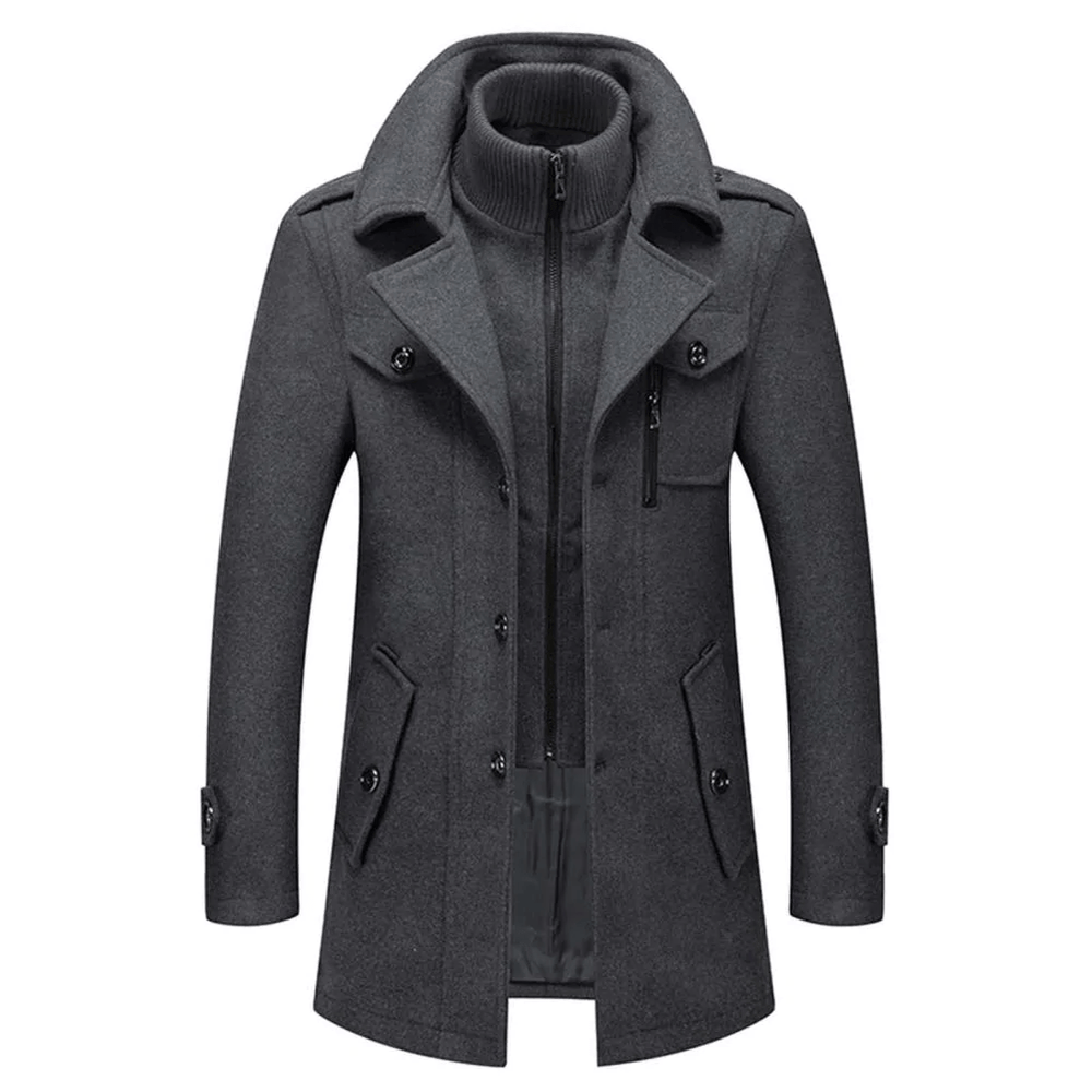 Women's Lined Autumn Jacket with Layered Collar in Grey