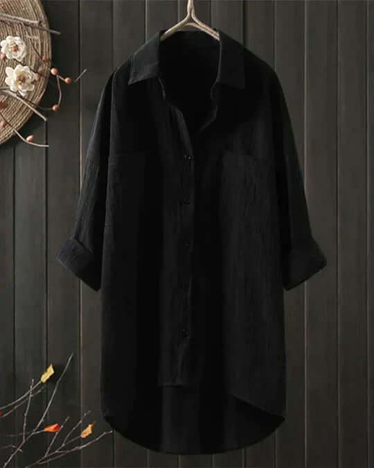 Women's Linen Blouse for Effortless Style in Black