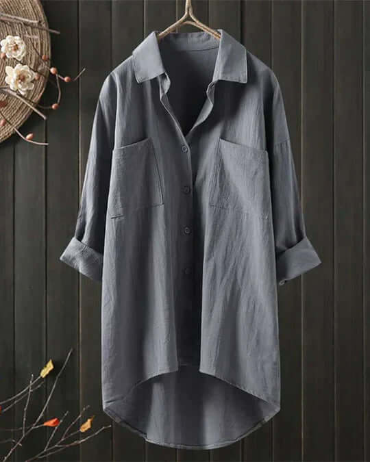 Women's Linen Blouse for Effortless Style in Grey