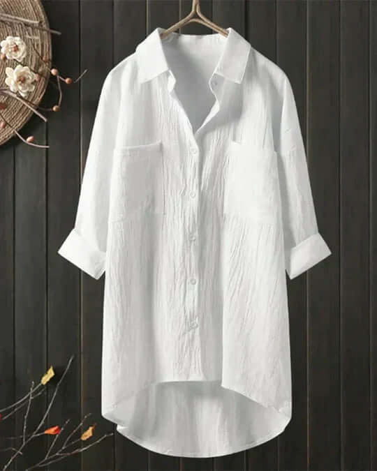 Women's Linen Blouse for Effortless Style in White