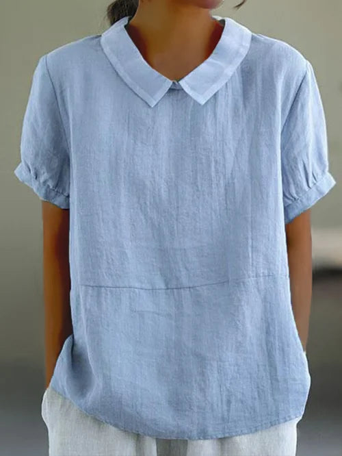Women's Linen Blouse for Everyday Wear in Blue