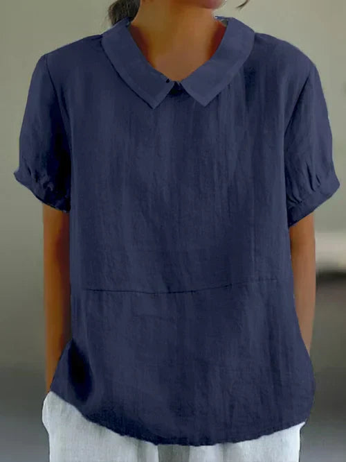 Women's Linen Blouse for Everyday Wear in Dark blue