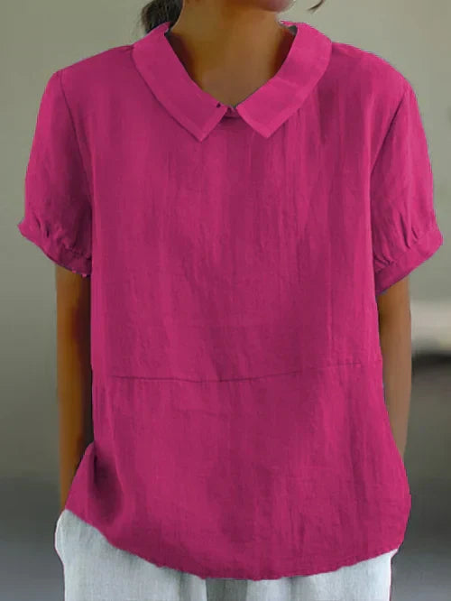 Women's Linen Blouse for Everyday Wear in Dark pink