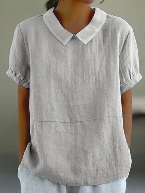 Women's Linen Blouse for Everyday Wear in Light Grey