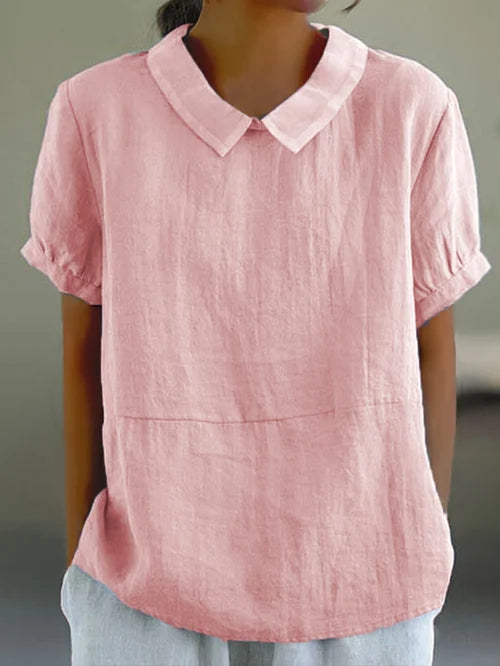 Women's Linen Blouse for Everyday Wear in Pink