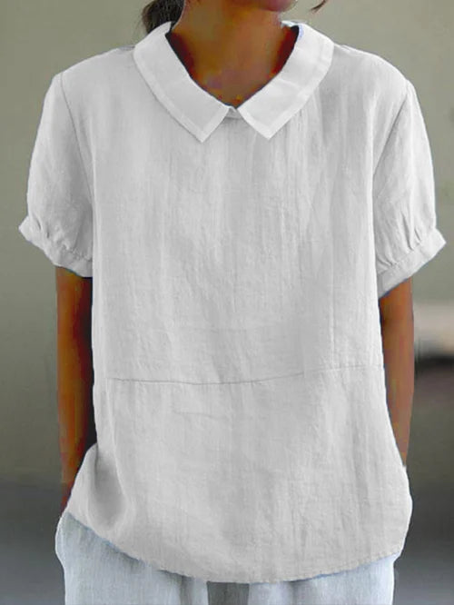 Women's Linen Blouse for Everyday Wear in White