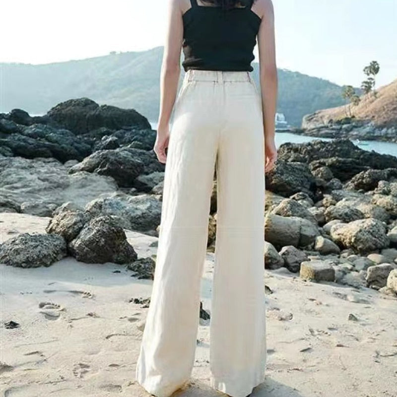 Women's Linen High Waist Wide Leg Pants (5)