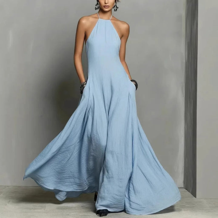Women's Linen Maxi Halter Dress in 1