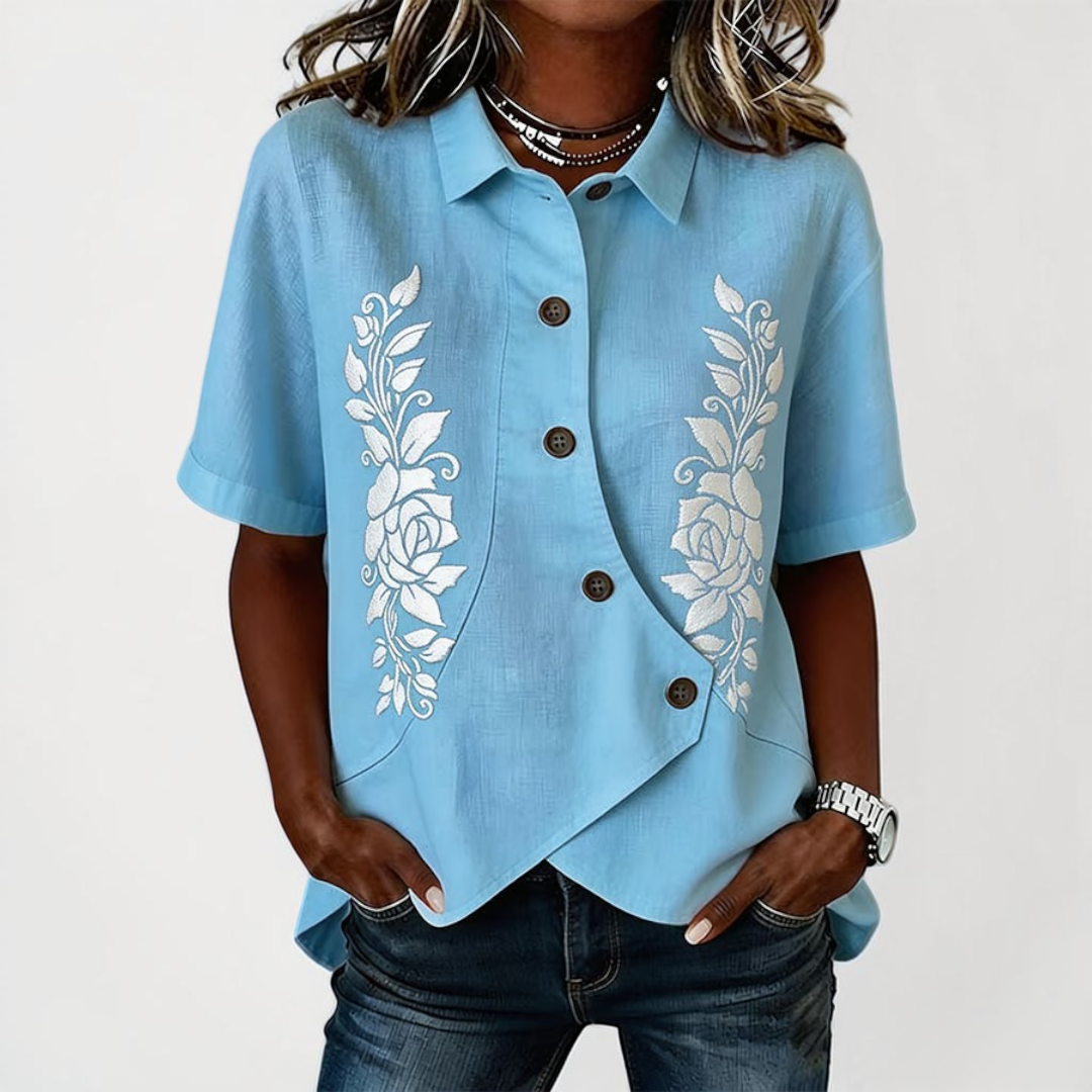 Women's Linen Shirt for Everyday in Light Blue