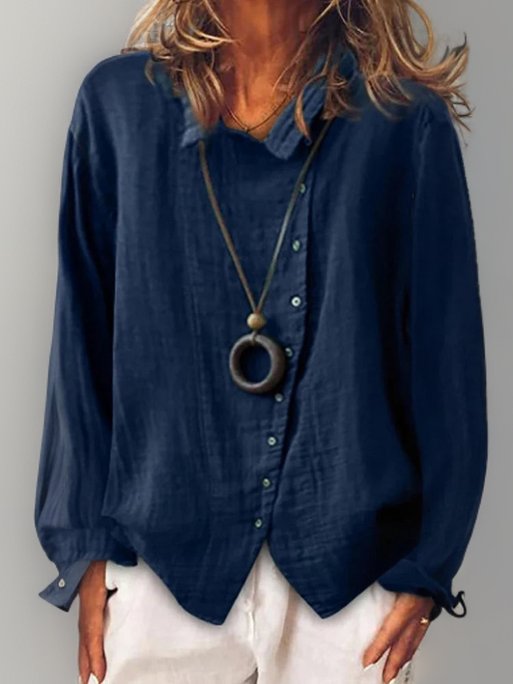 Women's Linen Shirt for Everyday Wear in Blue