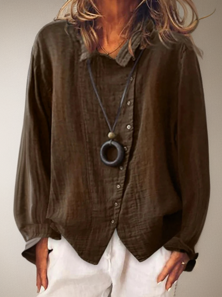 Women's Linen Shirt for Everyday Wear in Brown