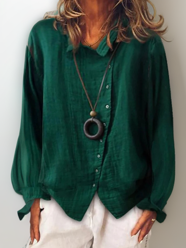 Women's Linen Shirt for Everyday Wear in Green