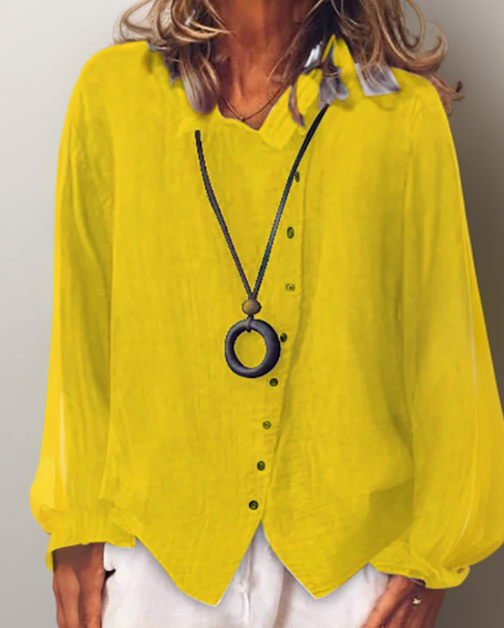 Women's Linen Shirt for Everyday Wear in Yellow