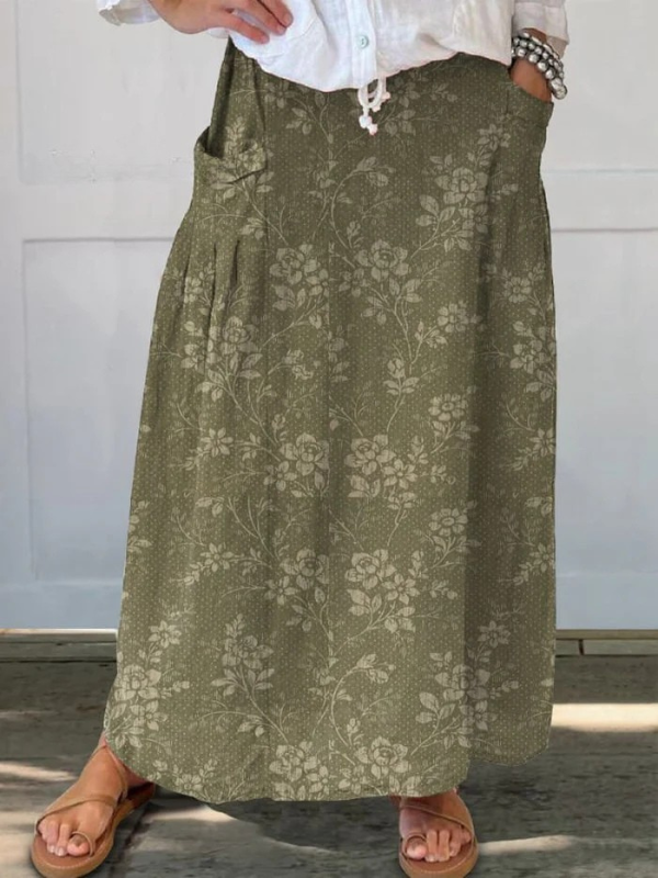 Women's Linen Skirt for Everyday Elegance in Green