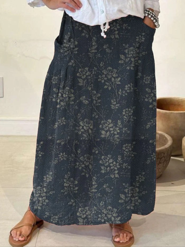 Women's Linen Skirt for Everyday Elegance in NavyBlue