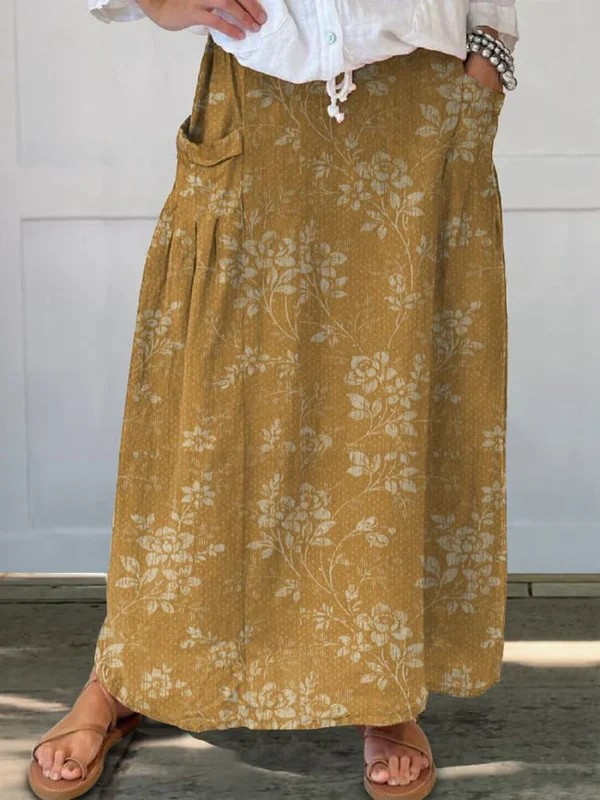 Women's Linen Skirt for Everyday Elegance in Yellow
