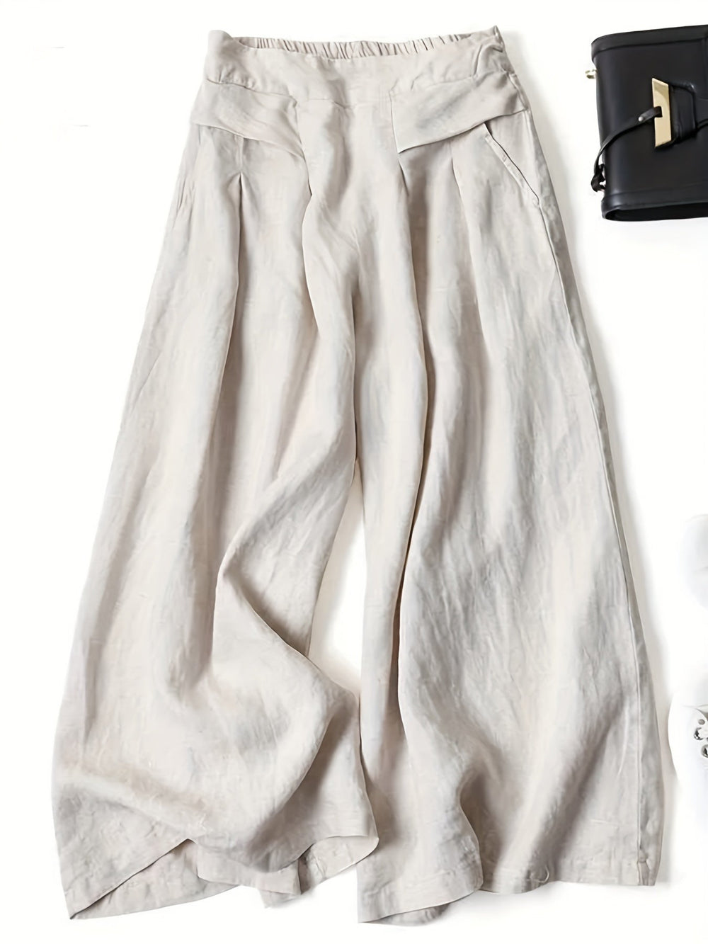 Women's Linen Wide Pants Vintage Inspired in Beige