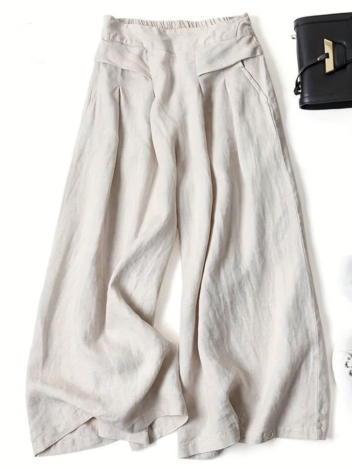 Women's Linen Wide Pants Vintage Inspired in Beige