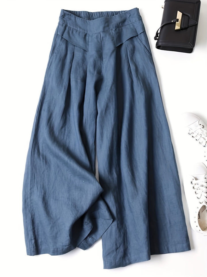Women's Linen Wide Pants Vintage Inspired in Blue