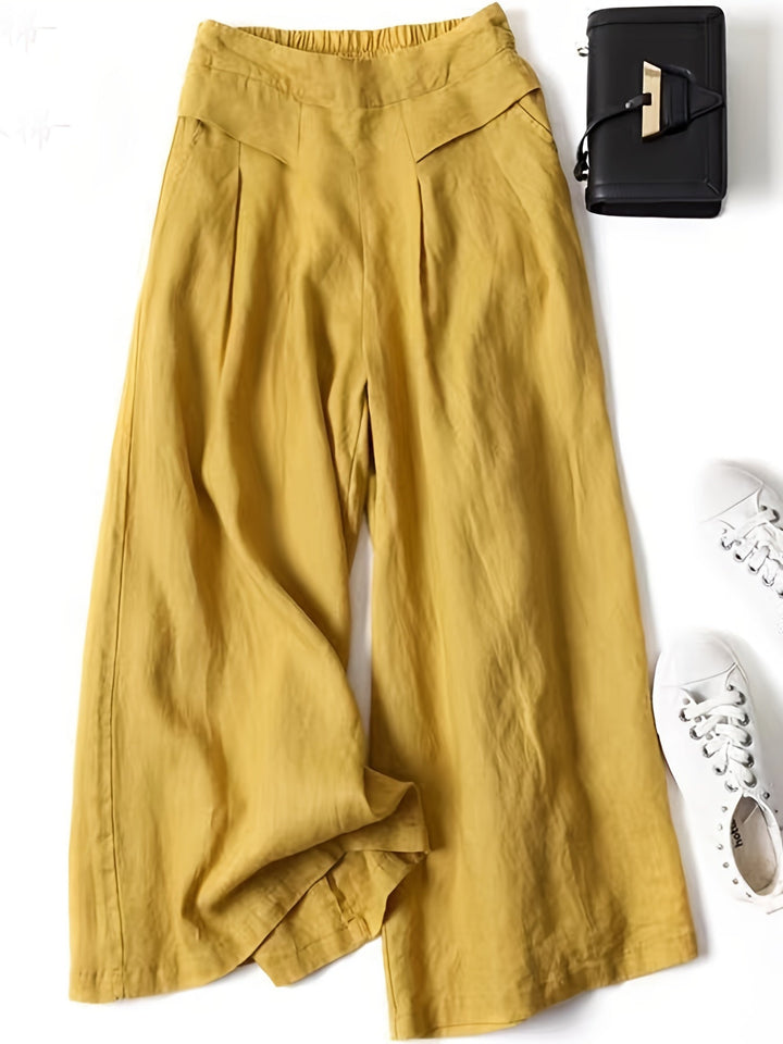 Women's Linen Wide Pants Vintage Inspired in Gelb