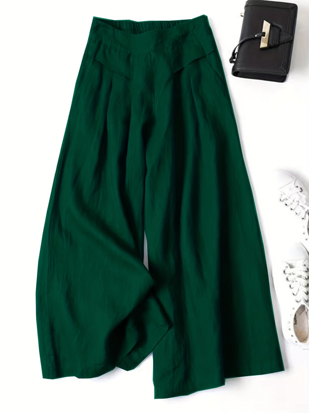 Women's Linen Wide Pants Vintage Inspired in Green