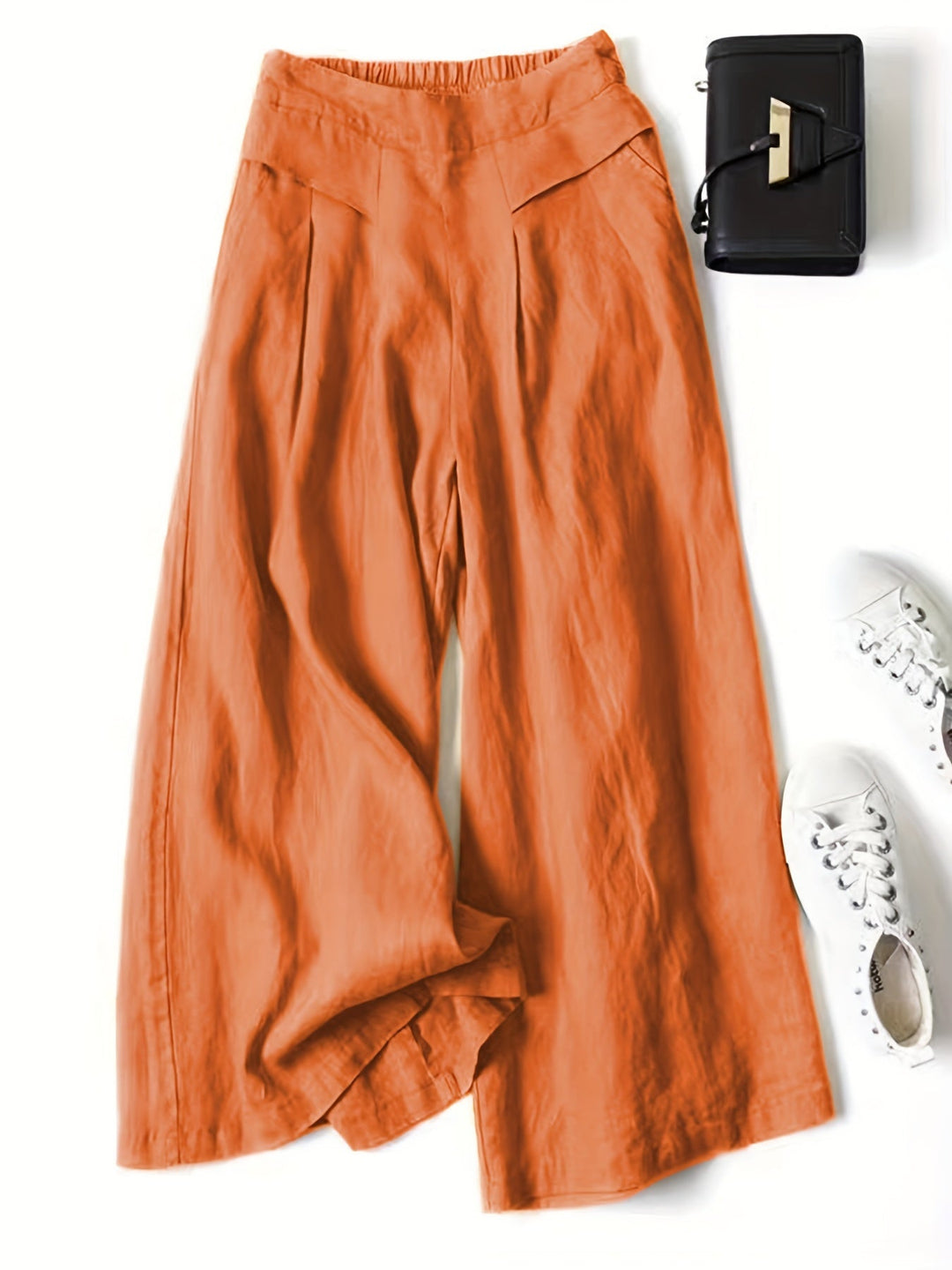 Women's Linen Wide Pants Vintage Inspired in Orange