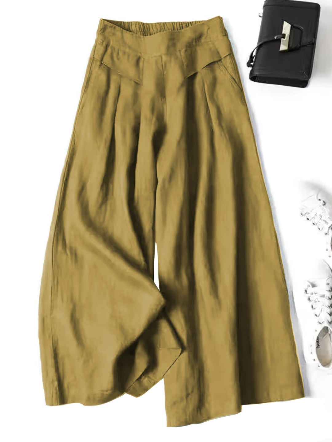 Women's Linen Wide Pants Vintage Inspired in Yellow