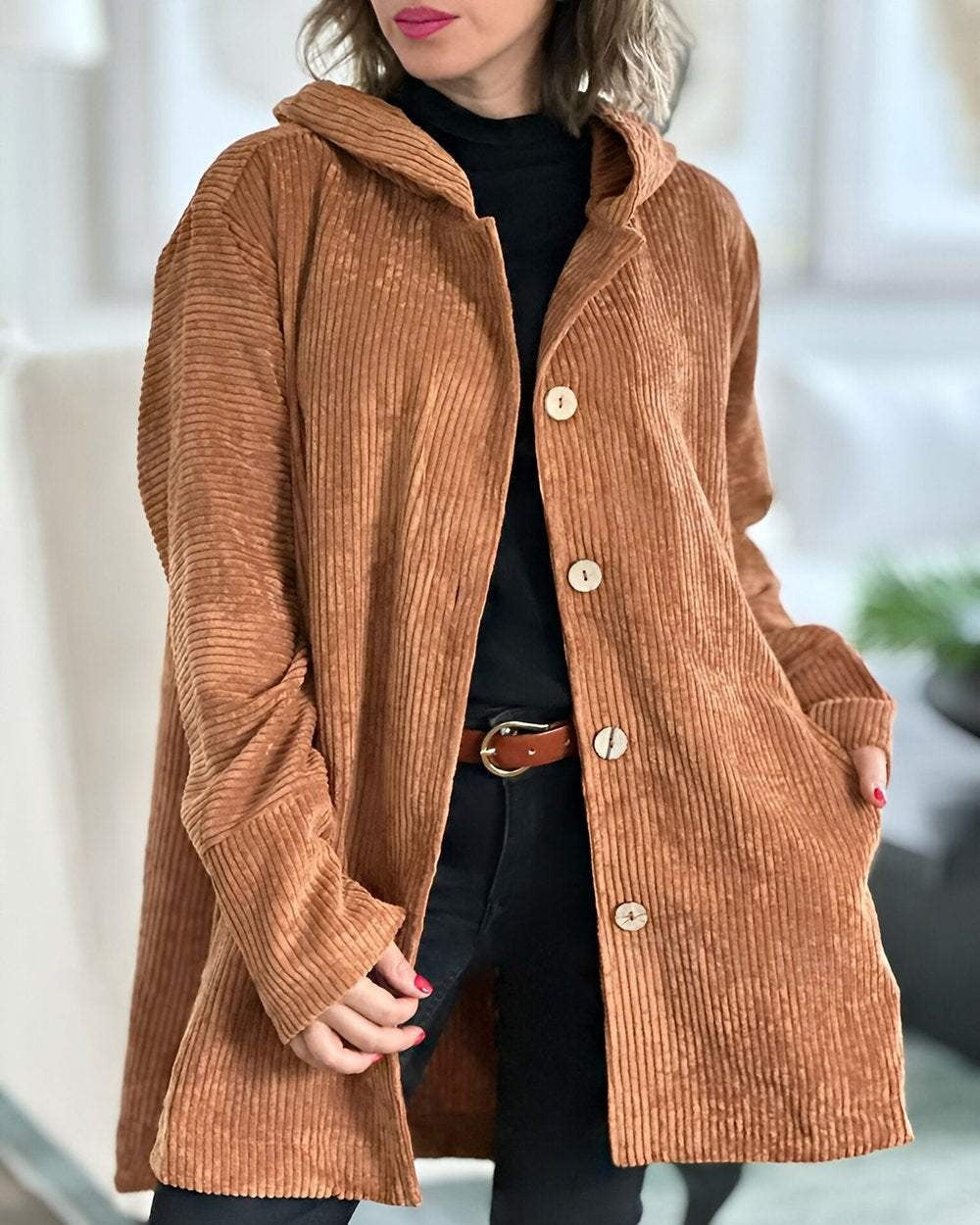 Women's Long Cardigan for Elegant Layering in Khaki