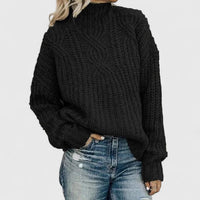 Phoebe | Women's Long Cardigan in Black Cable Knit