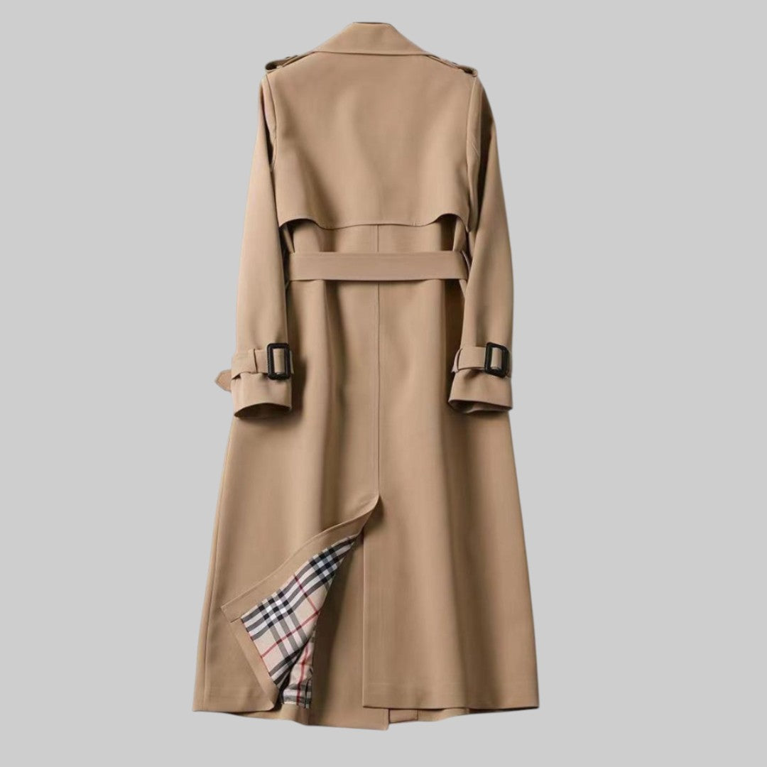 Women's Long Double-Breasted Tailored Trenchcoat (6)