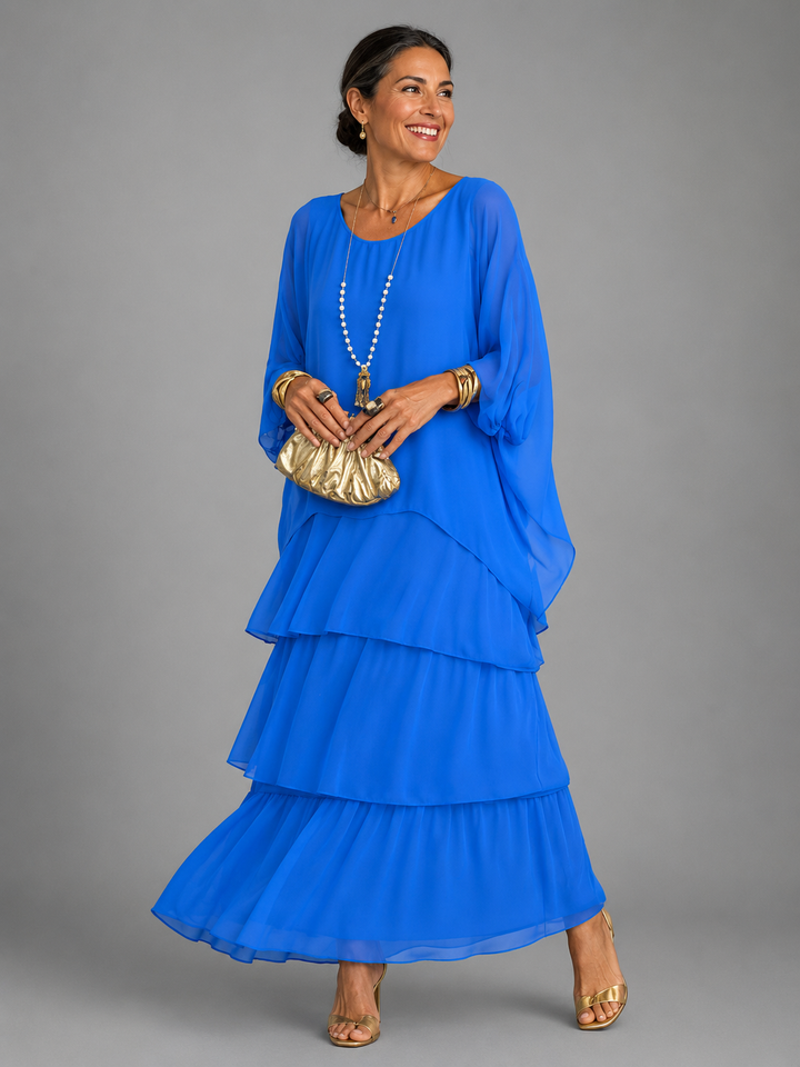 Women's Long Evening Dress for Autumn Weddings in Blue