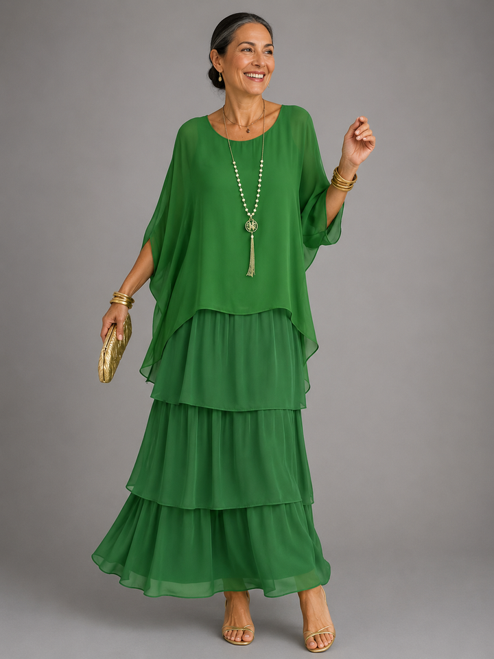 Women's Long Evening Dress for Autumn Weddings in Light Green
