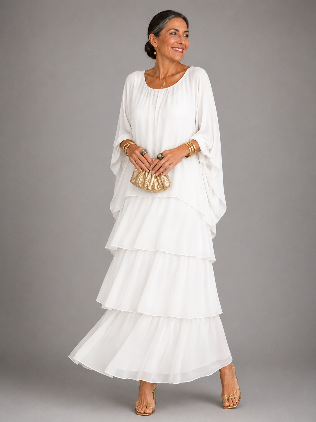 Women's Long Evening Dress for Autumn Weddings in White