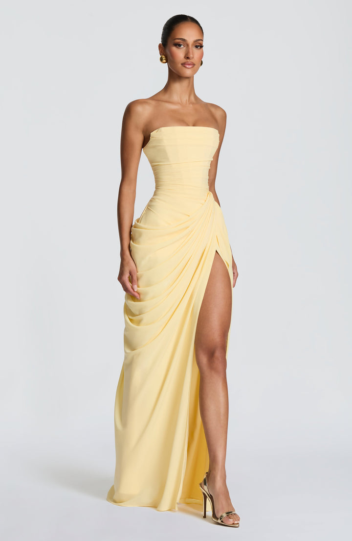 Women's Long Evening Dress with Draped Slit (4)