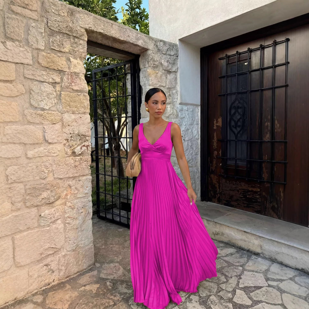 Women's Long Evening Dress with Flowing Pleats (2)