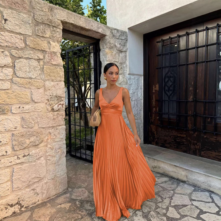 Women's Long Evening Dress with Flowing Pleats (4)