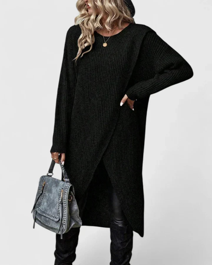 Women's Long Knitted Dress for Autumn in Grey 2
