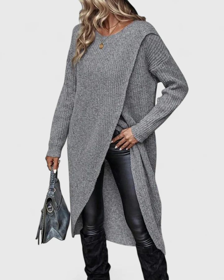 Women's Long Knitted Dress for Autumn in Grey 3
