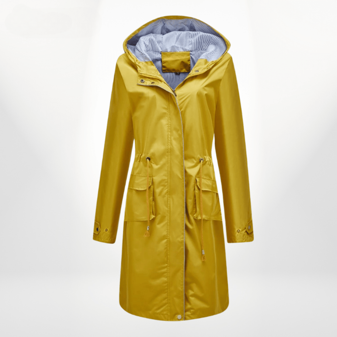 Women's Long Rain Jacket for Fall in Yellow