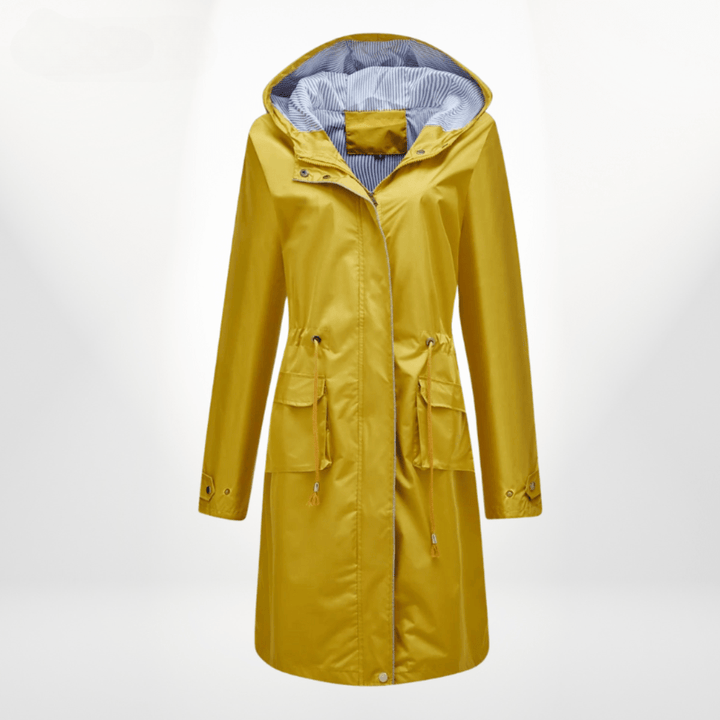 Women's Long Rain Jacket for Fall in Yellow