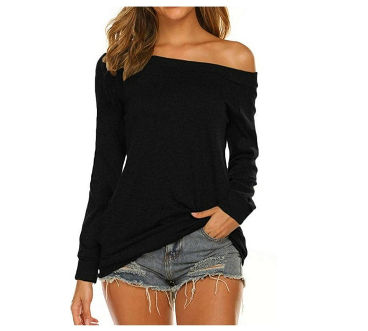 Women's Long Sleeve Casual Wool Pullover in Black