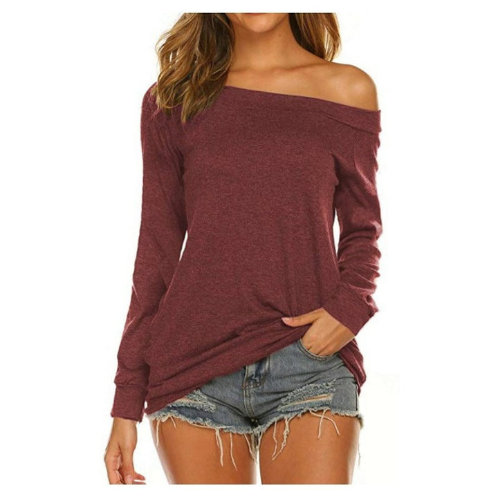 Women's Long Sleeve Casual Wool Pullover in Burgund