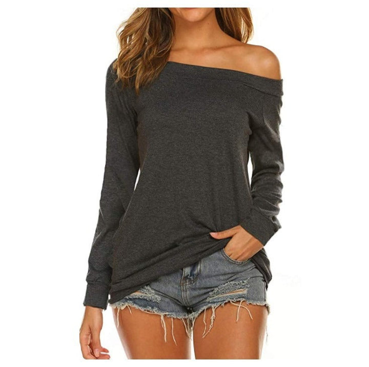 Women's Long Sleeve Casual Wool Pullover in Dark Grey