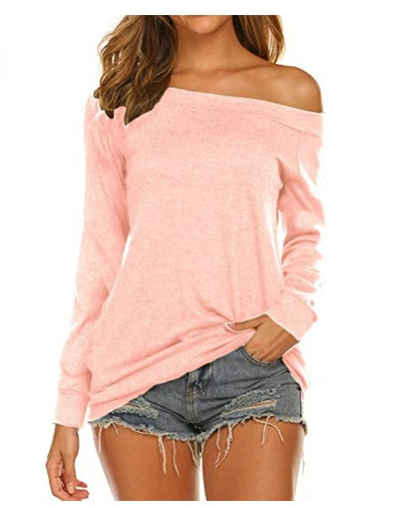 Women's Long Sleeve Casual Wool Pullover in Pink