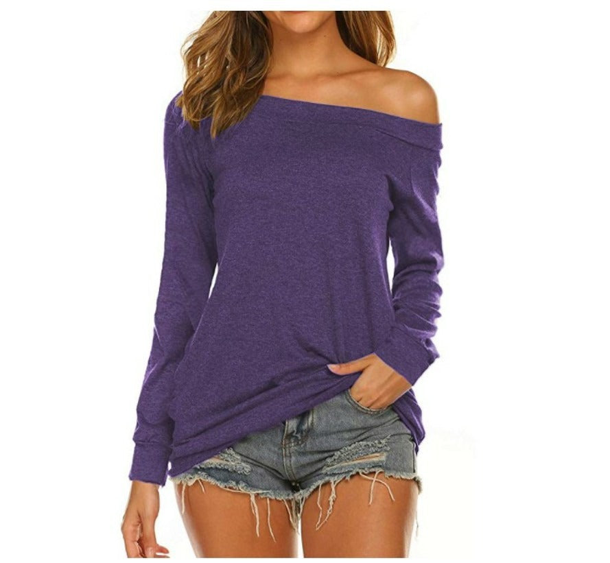 Women's Long Sleeve Casual Wool Pullover in Violett