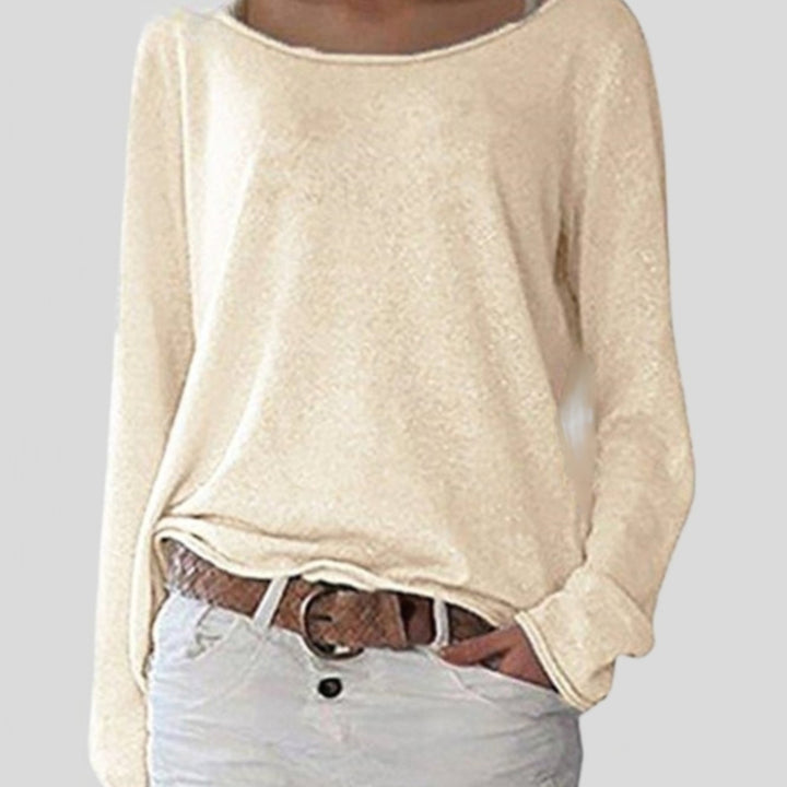 Women's Long Sleeve Crew-Neck Knit Jumper Dress in Beige