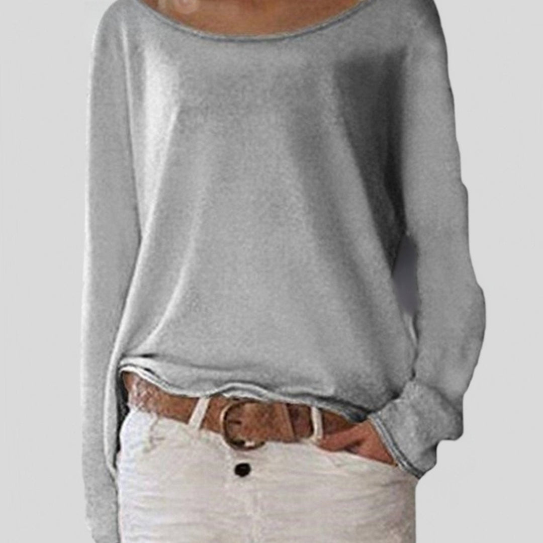 Women's Long Sleeve Crew-Neck Knit Jumper Dress in Grey